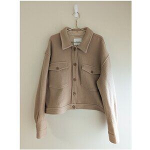 Aritzia Wilfred Free Autumn Shirt Jacket Womens‎ Size XXL 2X Beige Tan 100% Wool